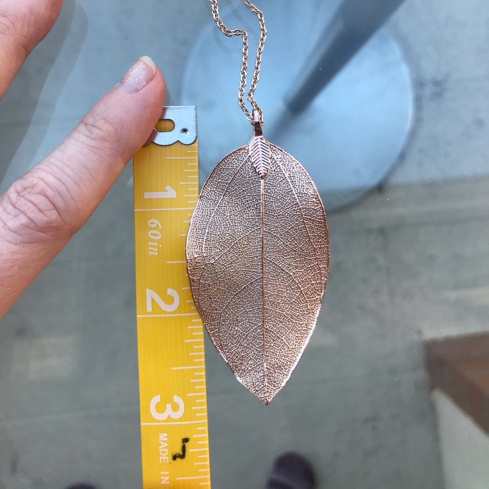 Rose Gold Dipped Laurel Leaf Necklace - Picture 7 of 8